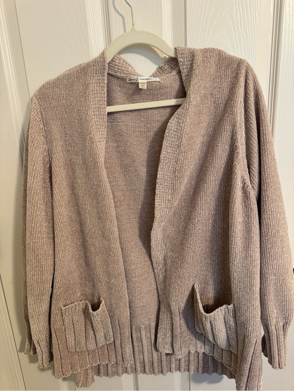 Seven7 Open-Front Hooded Cardigan in Dusty Taupe